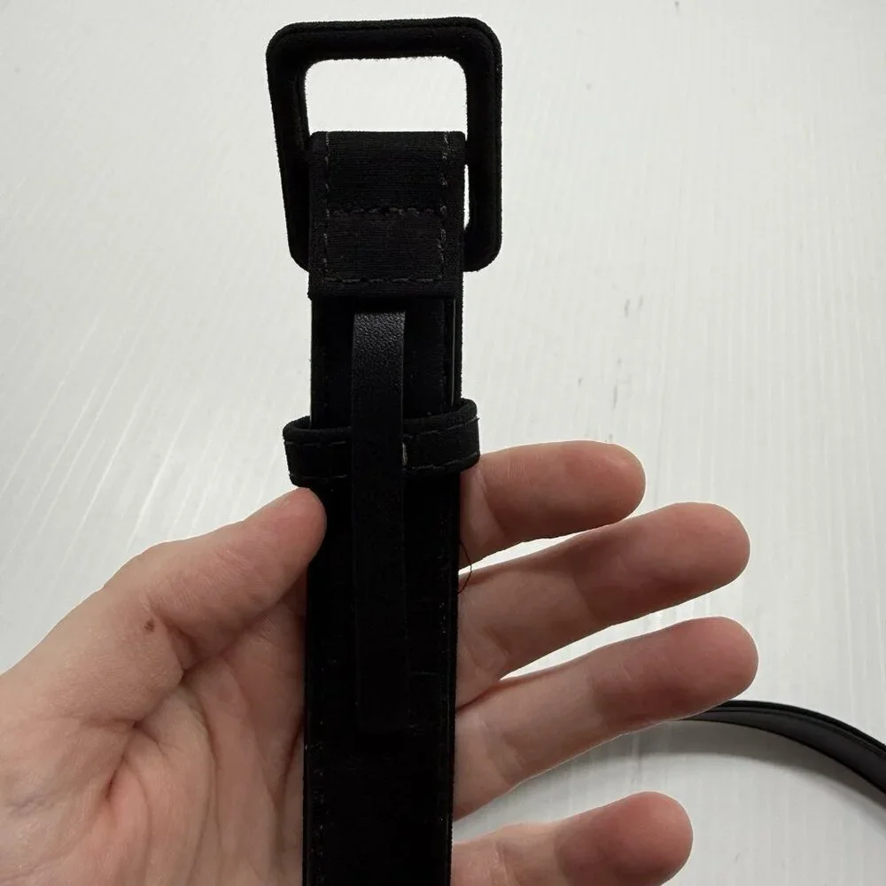 Lafayette 148 New York Black Belt Women’s Size L Minimalist Square Buckle